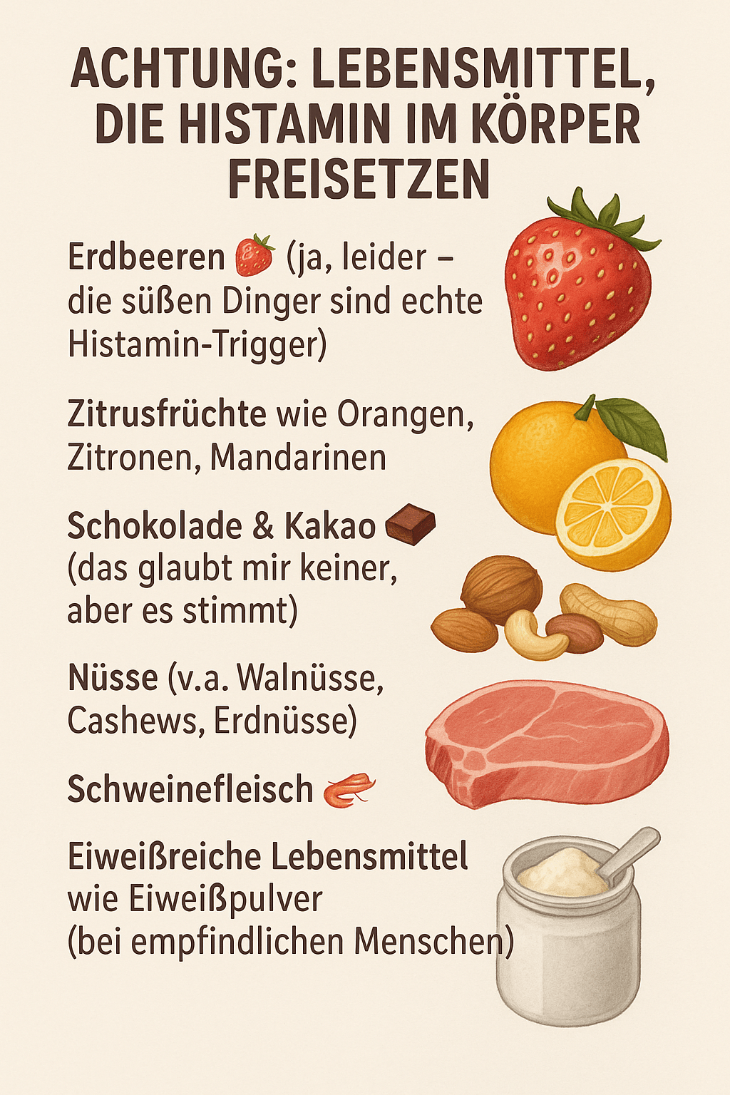 Übersicht von histaminfördernden Lebensmitteln